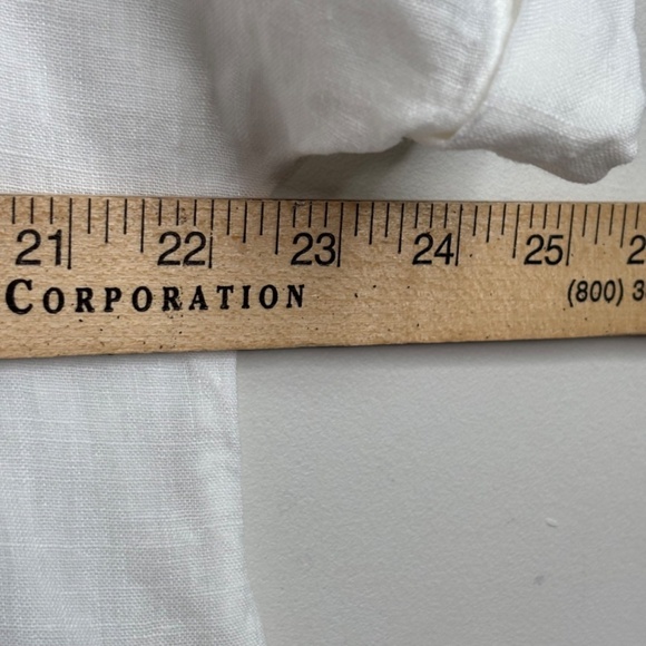 FLAX Jeanne Engelhart White Linen Top S Oversized Boxy Beach Boho Short Sleeve - Picture 7 of 8